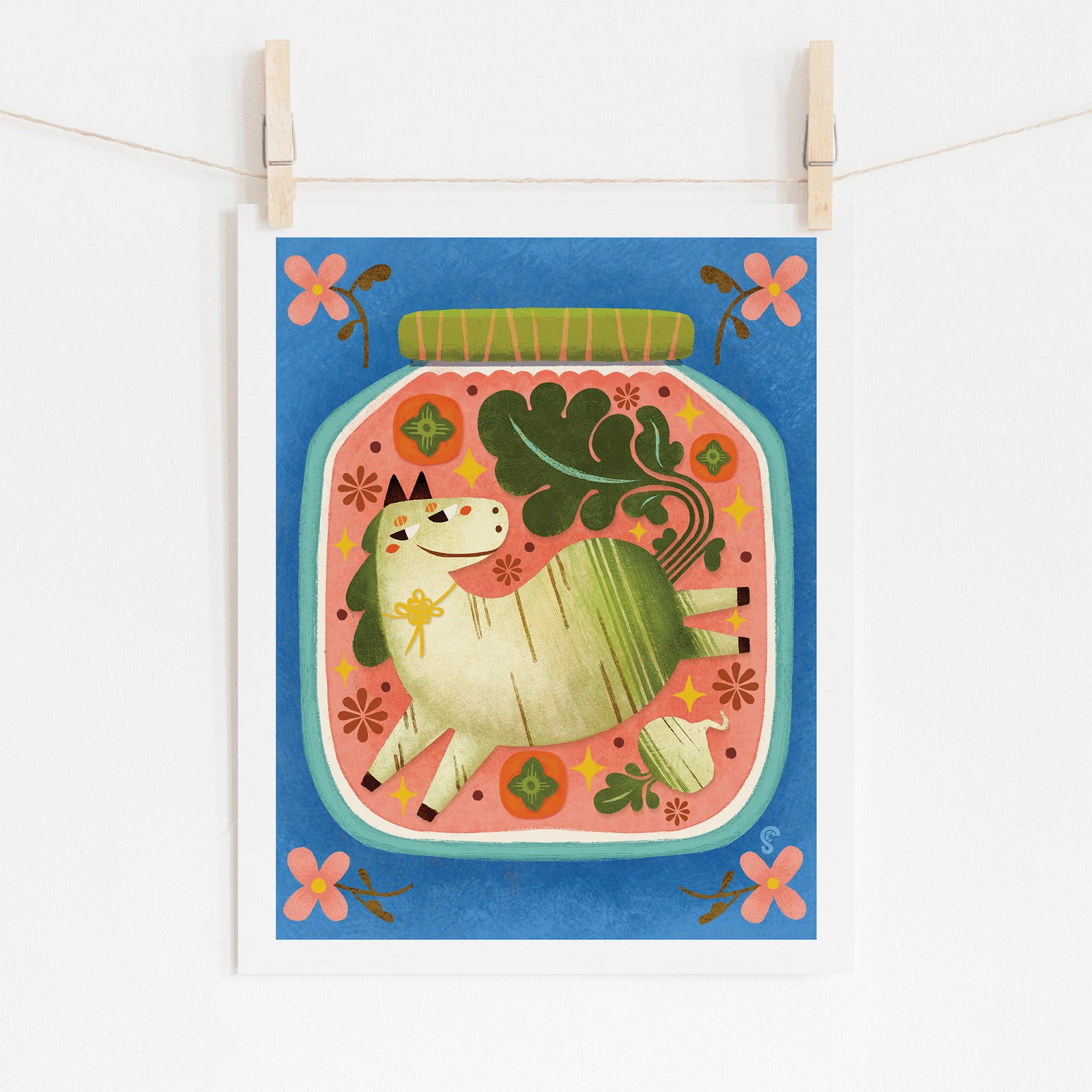 Horse 馬 Radish Pickle Art Print