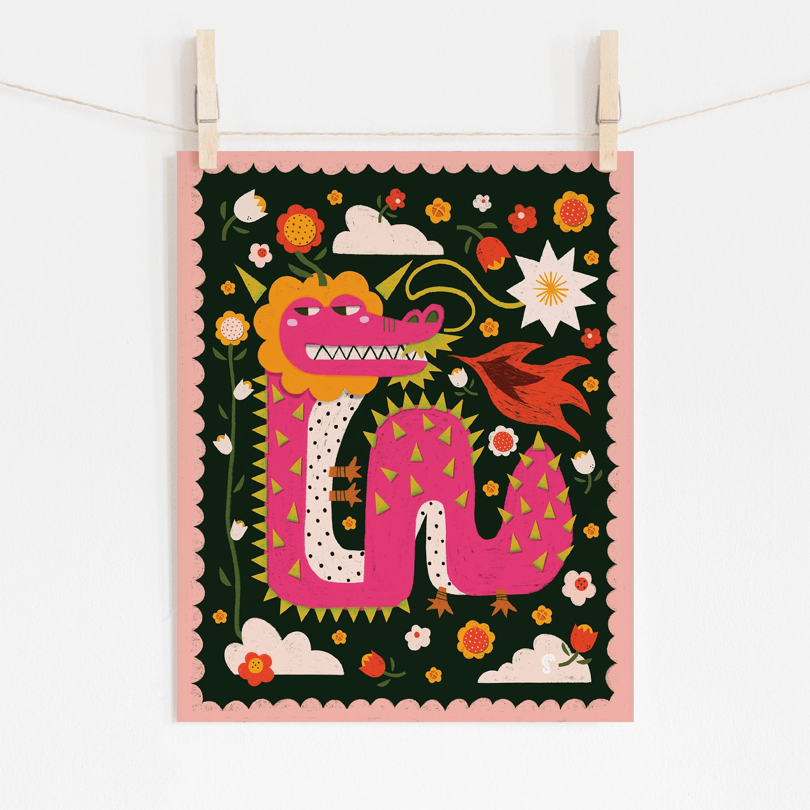 Pink Dragon 龍 Fruit Art Print