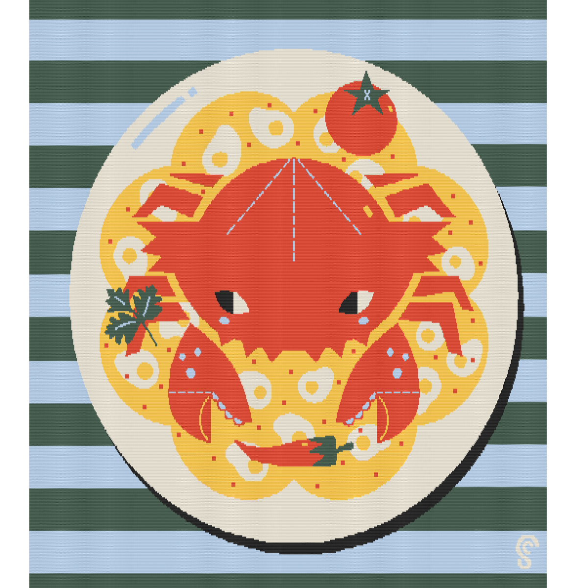 Chili Crab Cotton Knit Blanket