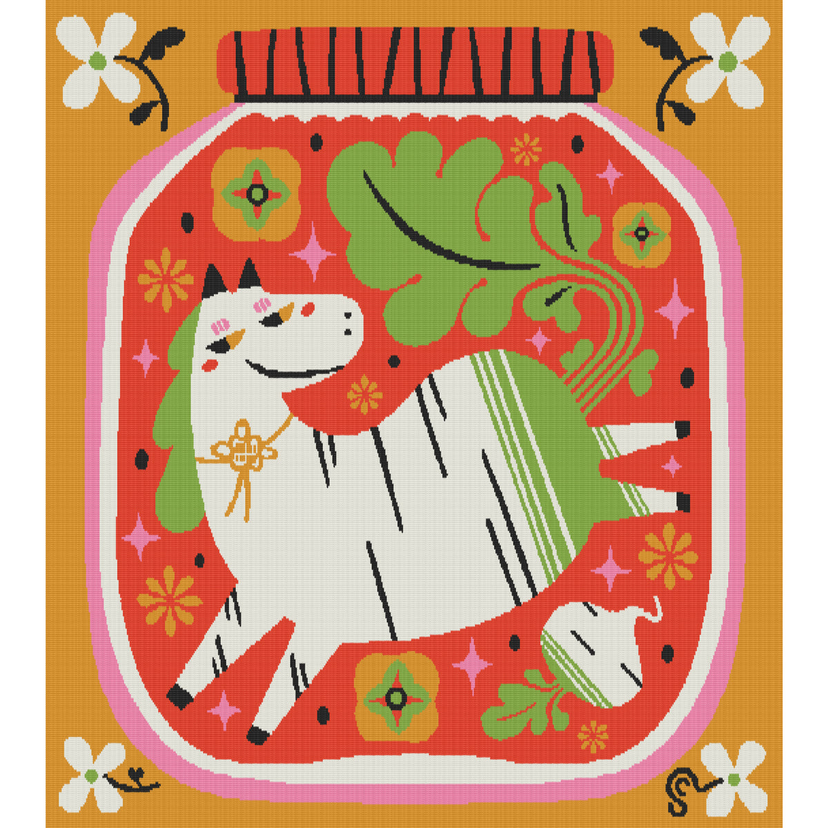 Horse 馬 Radish Kimchi Cotton Knit Blanket