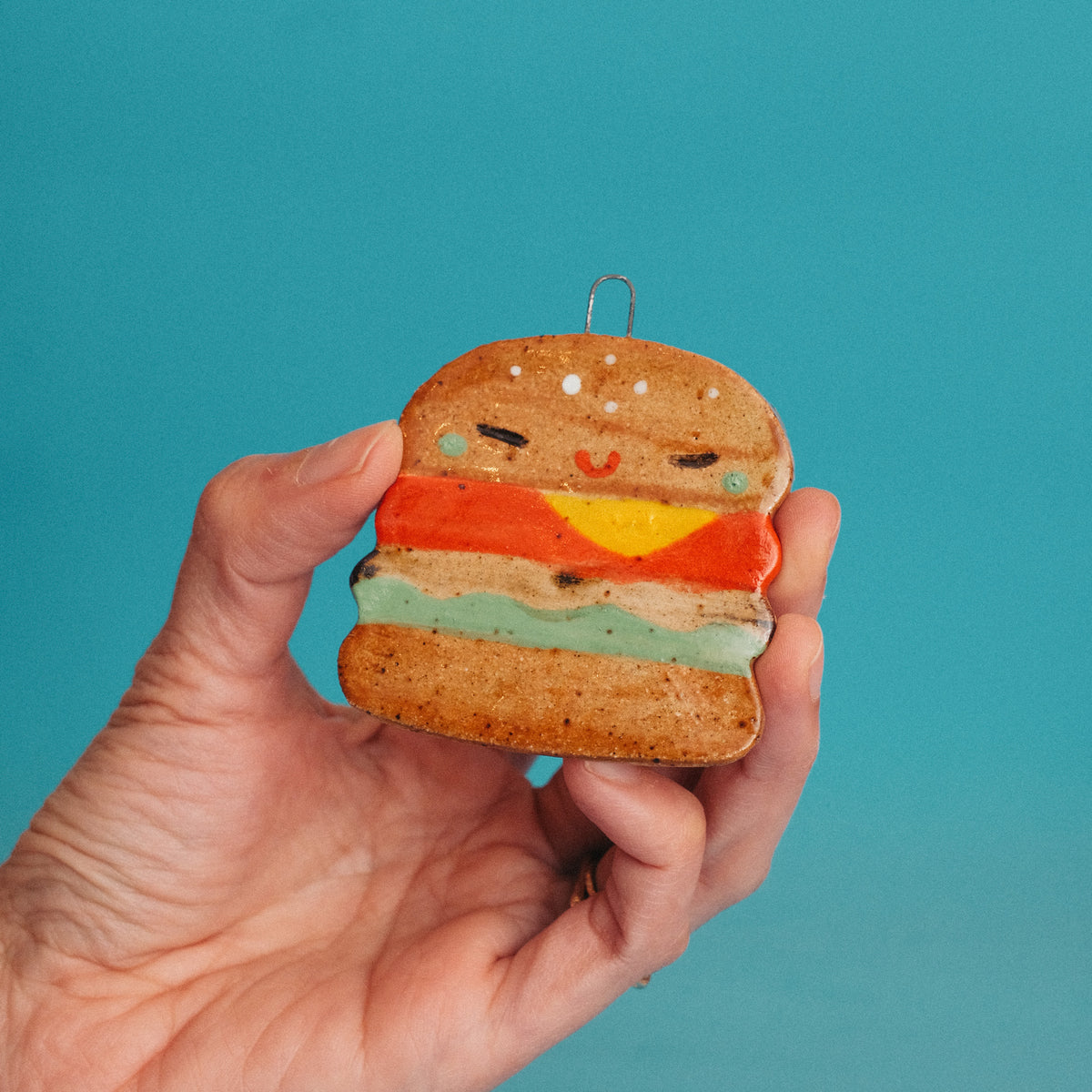 Burger Ceramic Ornament