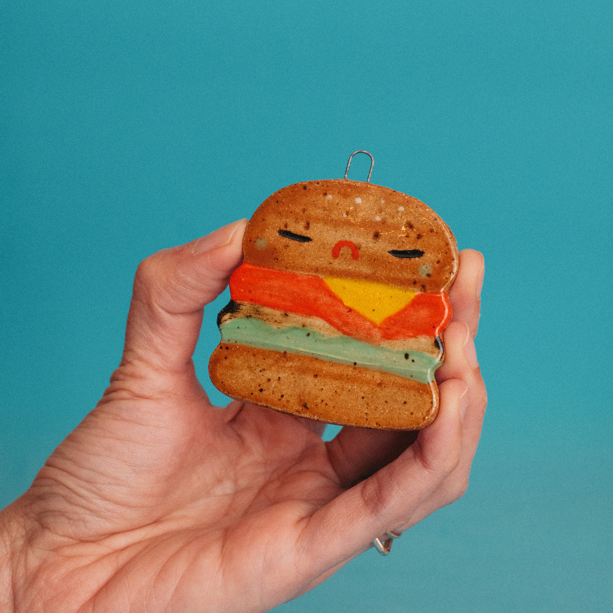 Burger Ceramic Ornament
