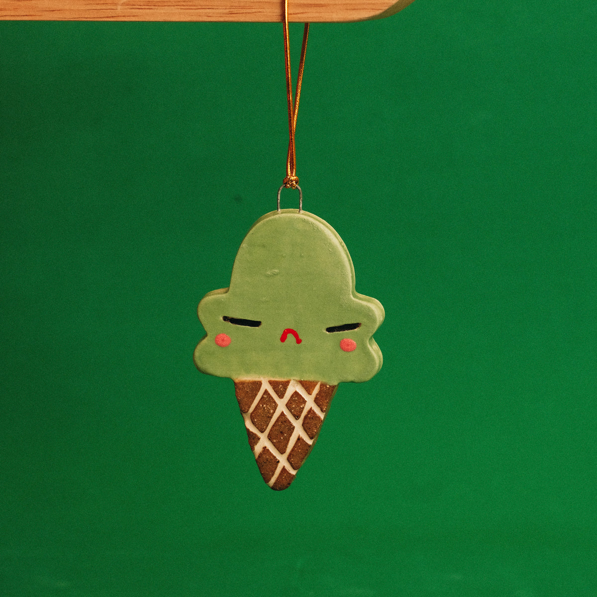 Ice Cream Cone Ceramic Ornament