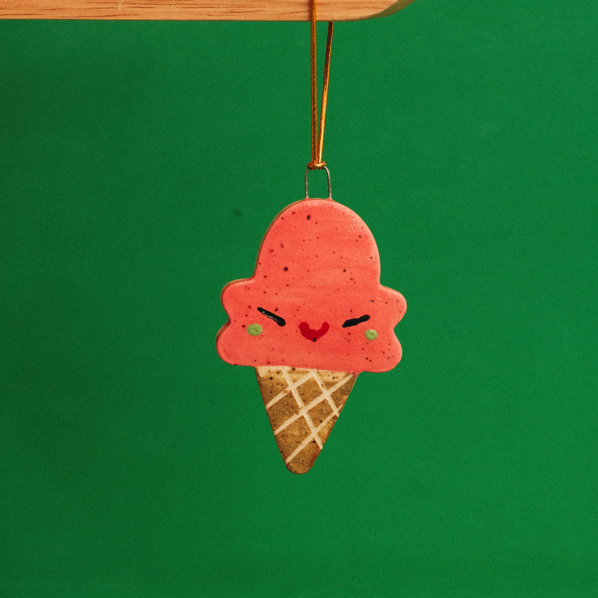 Ice Cream Cone Ceramic Ornament