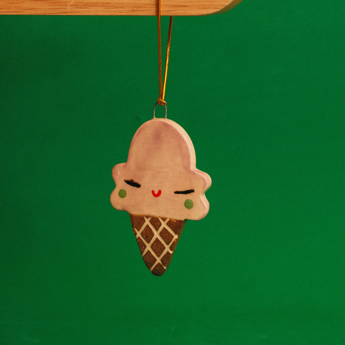 Ice Cream Cone Ceramic Ornament