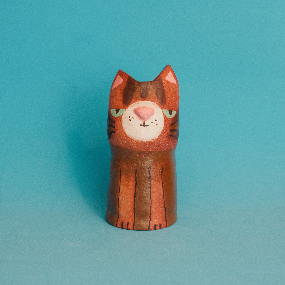 Cinnamon Tabby Cat Vase