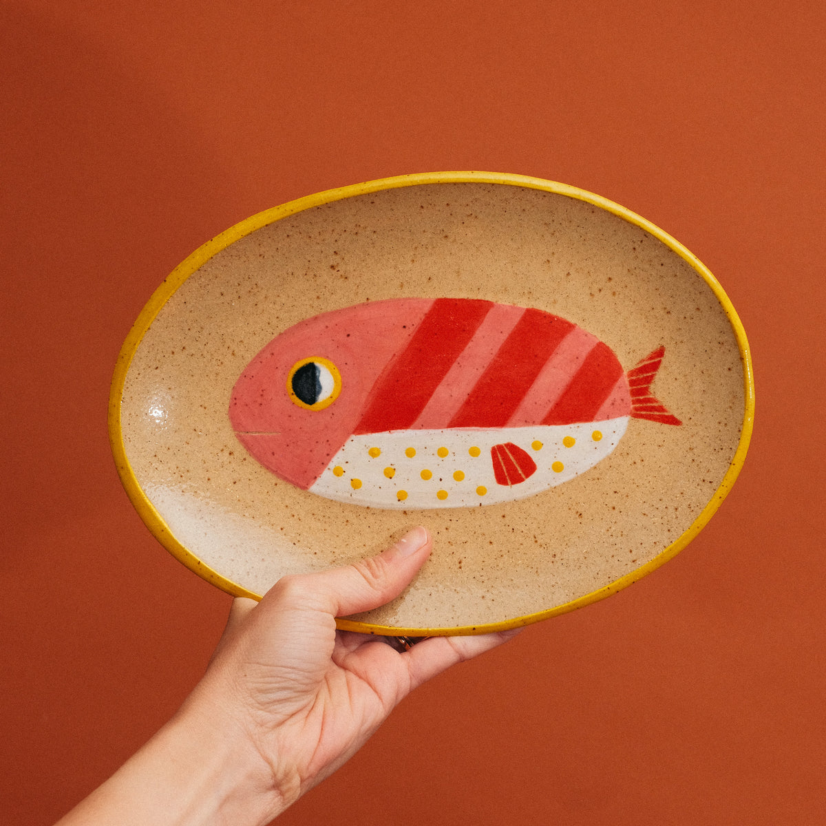Pink Fish Oval Plate
