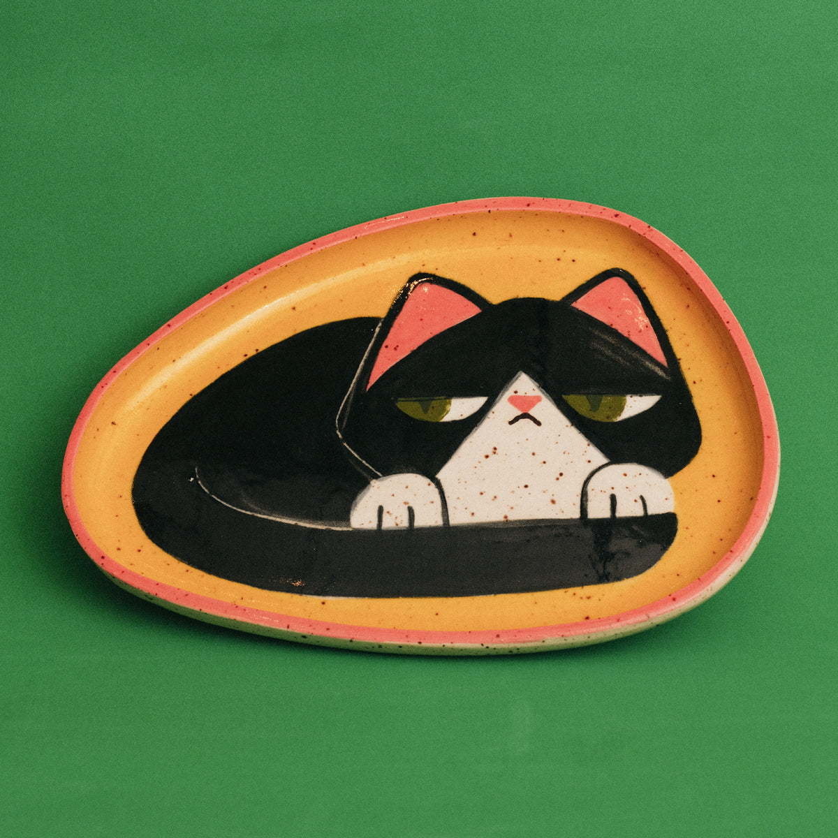 Black Tux Cat Pebble Plate