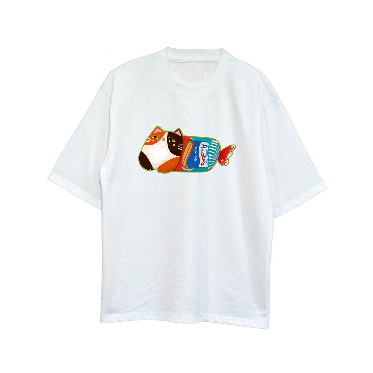 Purrdenia Oversized White Cotton Tee