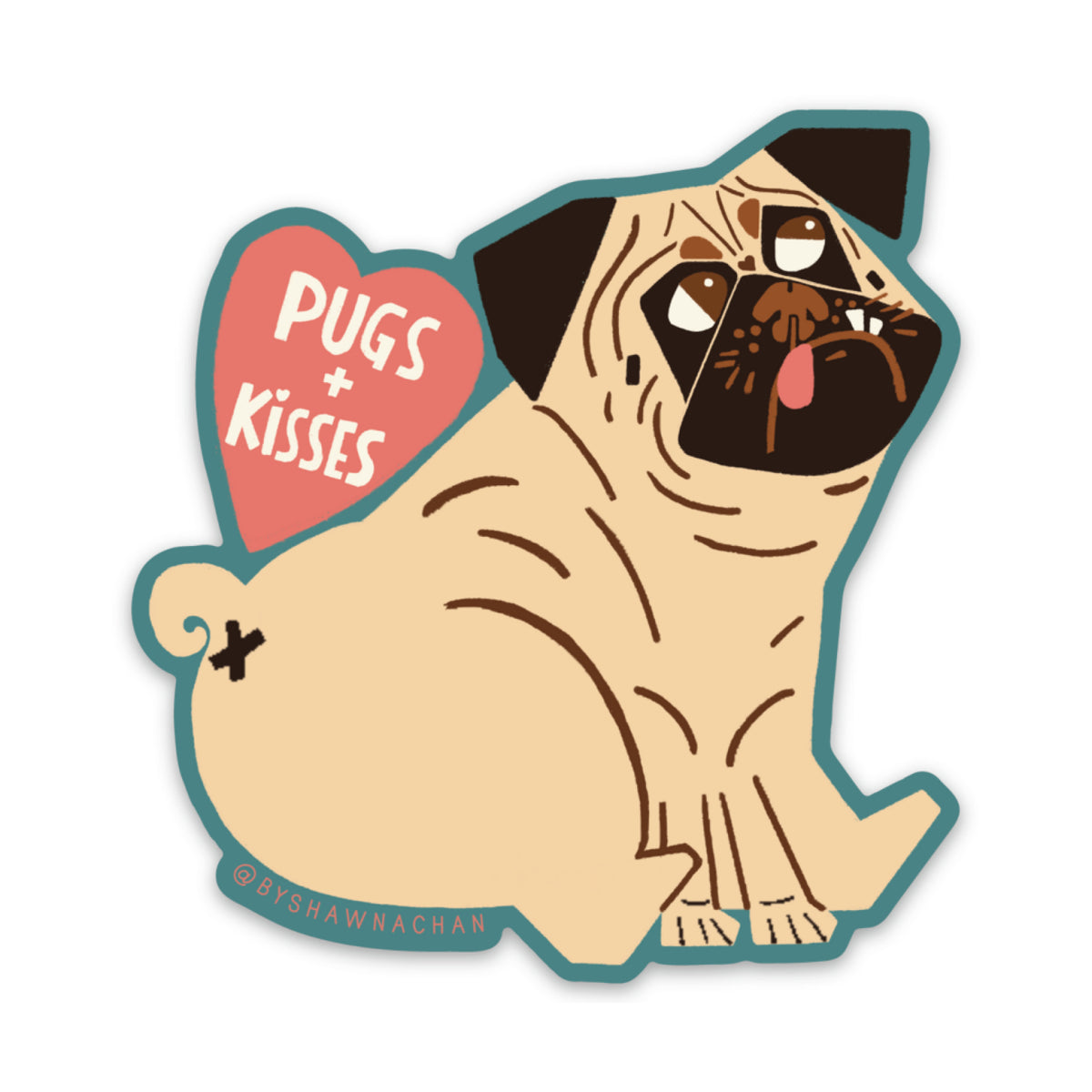 Pugs and Kisses Sticker
