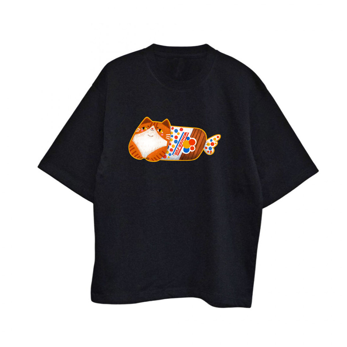 Wonder-Fur Oversized Black Cotton Tee