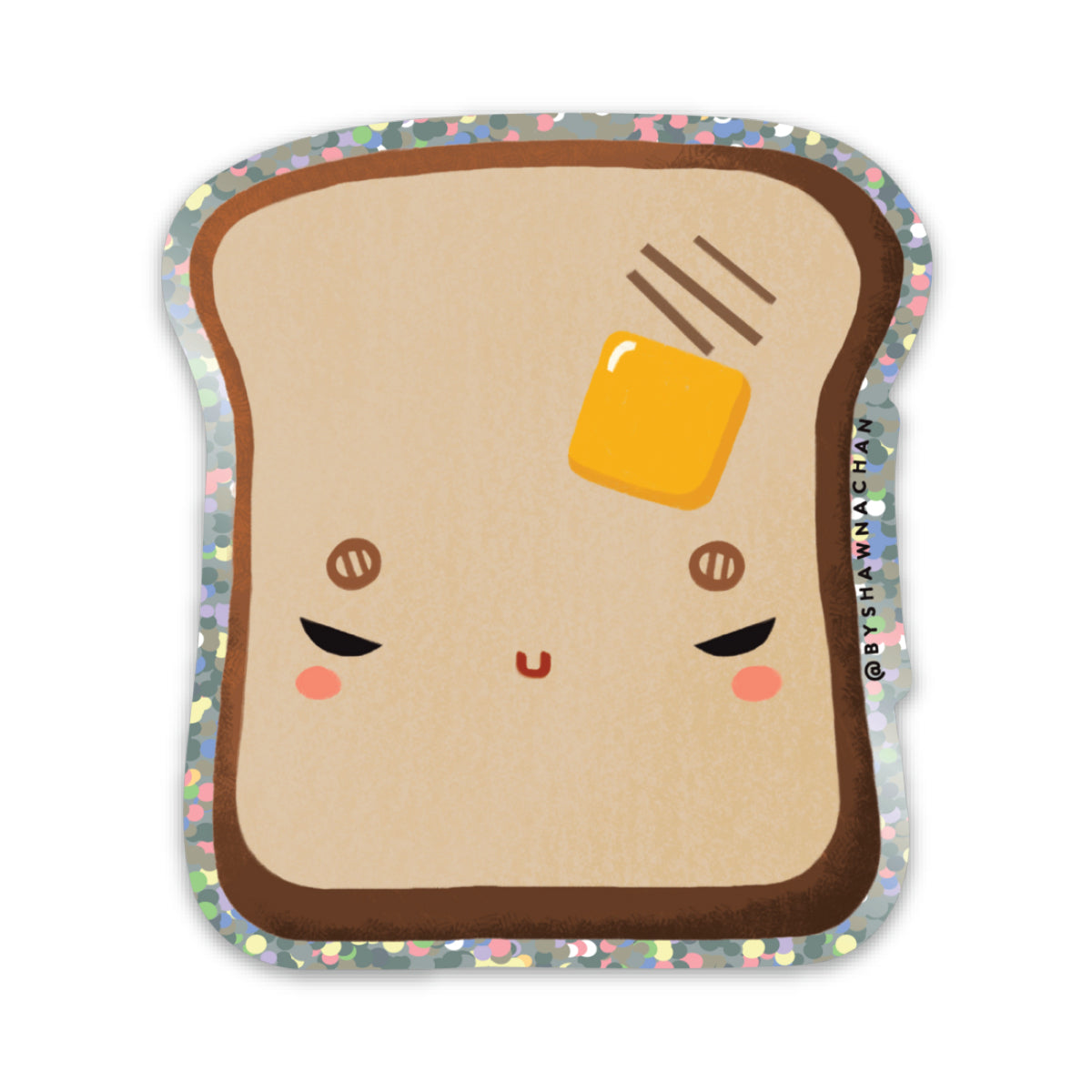 Toast Glitter Sticker