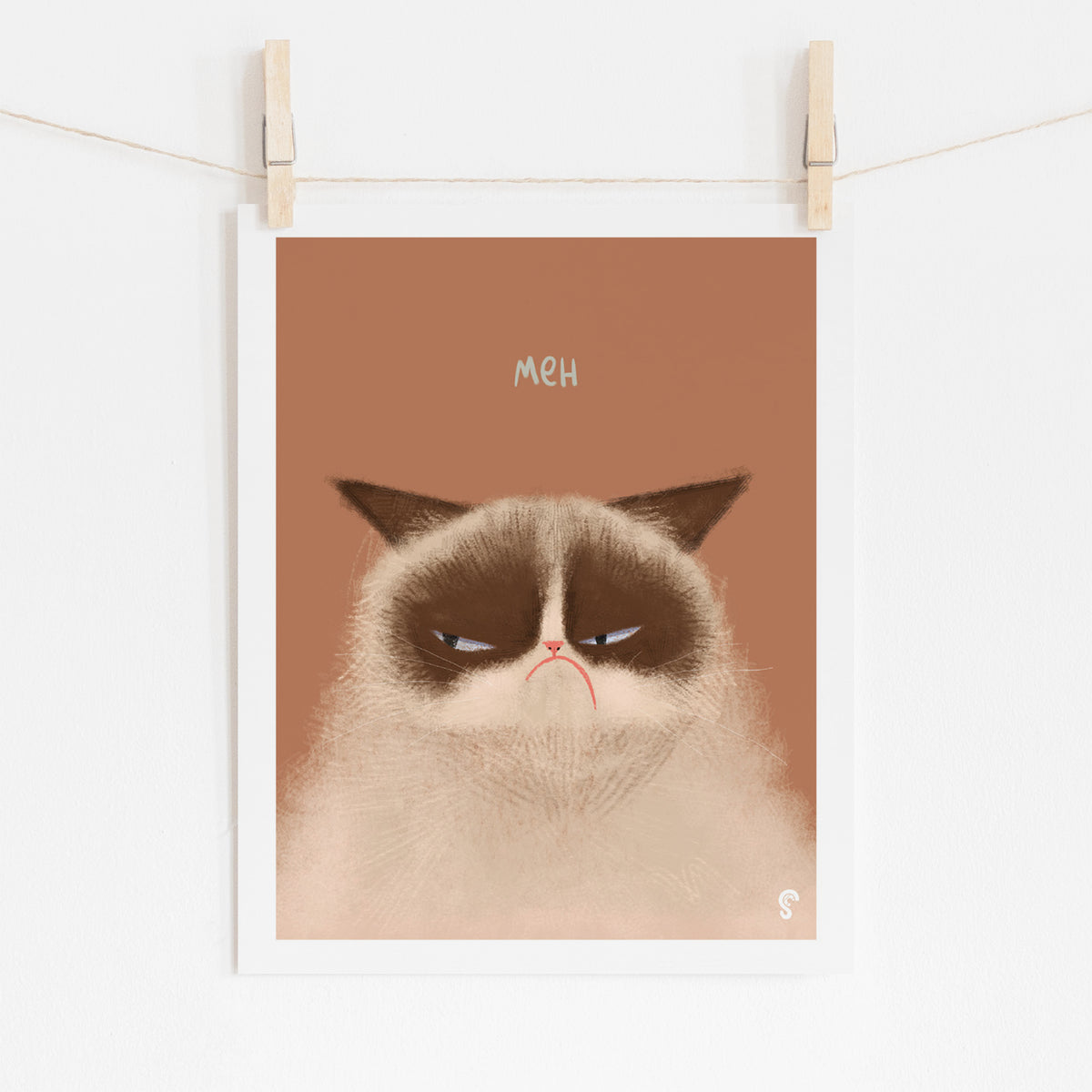 Meh Grumpy Cat Art Print
