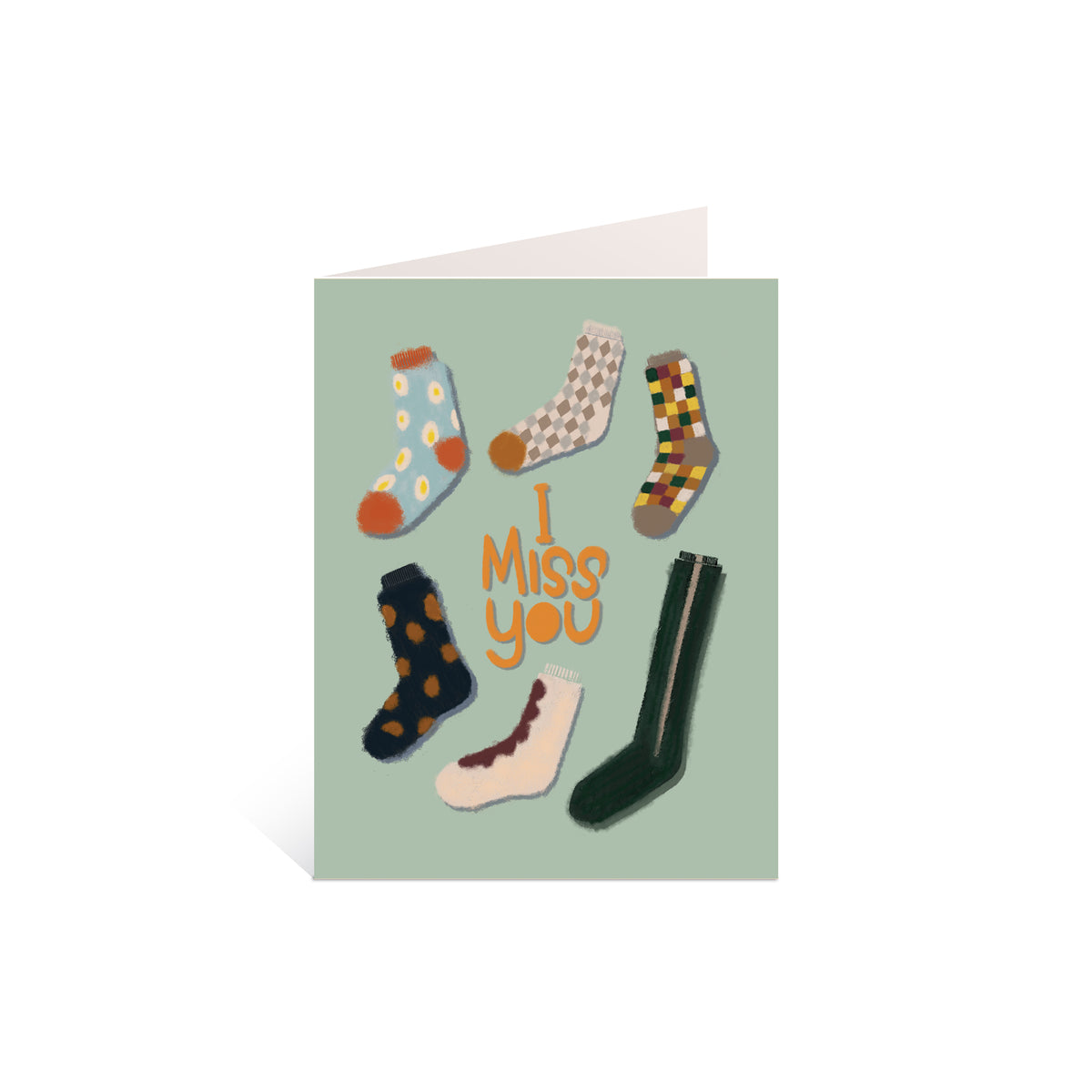 I Miss You Single Sock Greeting Card